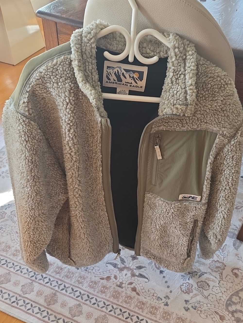 American Eagle Outfitters Olive Sherpa Teddy Jacket